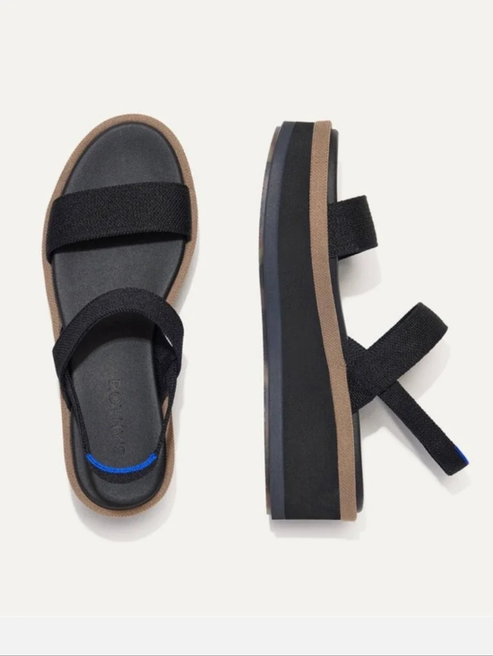 Rothy's The Lightweight Wedge Black Platform Sandals
